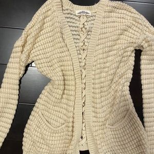 CREAM KNIT OPEN CARDIGAN